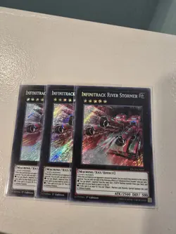 Yugioh! 3x Infinitrack River Stormer INCH-EN007. 1st Ed. Secret Rare. NM. - Image 1