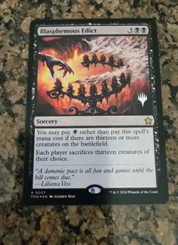 Blasphemous Edict FDN PROMO RARE FOIL NM MTG - Image 1