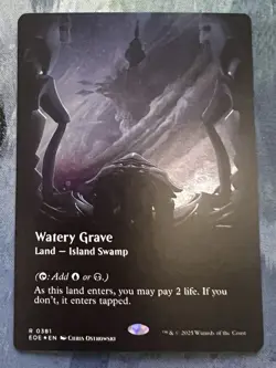 MTG Watery Grave Borderless Galaxy Foil Edge Of Eternities 0381 - Image 1