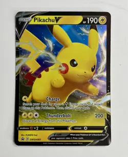 Pikachu V - SWSH061 - Sword Shield Jumbo Black Star Promo Holo Rare Pokemon - NM - Image 1