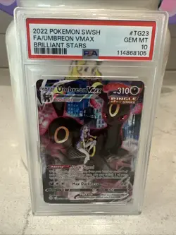 2022 POKEMON SWSH FA/UMBREON VMAX BRILLIANT STARS PSA 10 #TG23 - Image 1