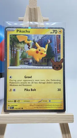 Pikachu 2024 Trick Or Trade Halloween Stamp Pokemon TCG Cosmos Holo Rare 018/091 - Image 1