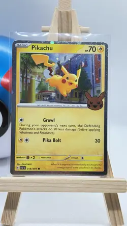 Pikachu 2024 Trick Or Trade Halloween Stamp Pokemon TCG Cosmos Holo Rare 018/091 - Image 2