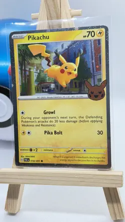 Pikachu 2024 Trick Or Trade Halloween Stamp Pokemon TCG Cosmos Holo Rare 018/091 - Image 3