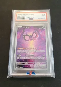 2024 Pokemon Shrouded Fable ETB PECHARUNT 129 Black Star Promo PSA 9 - Image 1