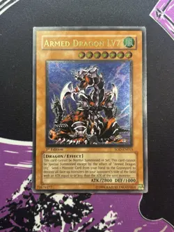 Yugioh Armed Dragon LV7 SOD-EN015 Ultimate Rare 1st Edition LP Soul of the Dueli - Image 1