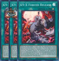 Yugioh! 3x K9-X Forced Release JUSH-EN039 Super Rare 1st Ed NM - Image 1