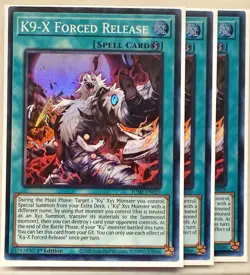 Yugioh! 3x K9-X Forced Release JUSH-EN039 Super Rare 1st Ed NM - Image 1