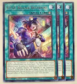 Yugioh! 3x K9-LC Release Restraint JUSH-EN038 Rare 1st Ed NM - Image 1