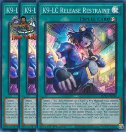 Yugioh! 3x K9-LC Release Restraint JUSH-EN038 Super Rare 1st Ed NM - Image 1