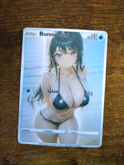 Beautiful Waifu Card - Bunny Girl Swim - Goddess ACG Custom DIY Fan Art Card - Image 1