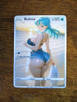 Beautiful Waifu Card - Bulma Beach - Goddess ACG Custom DIY Fan Art Card - Image 1