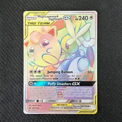 Mega Lopunny & Jigglypuff GX 261/236 Cosmic Eclipse NM Full Art Secret Rare Card - Image 1