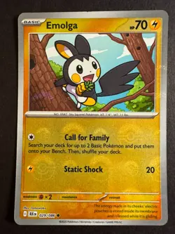 Emolga Poke Ball Holo 029/086 Pokemon Scarlet & Violet Black Bolt Near Mint - Image 1