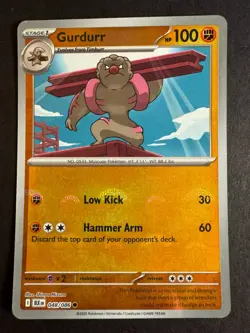 Gurdurr Poke Ball Holo 048/086 Pokemon Scarlet & Violet Black Bolt Near Mint - Image 1