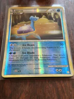 Pokemon TCG Lapras 24/123 HGSS Base Set Reverse Holo Rare Card EN 2010 MP+ - Image 2