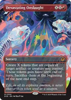 NM Borderless Foil Devastating Onslaught, MTG, Edge of Eternities, Magic, 308 - Image 1