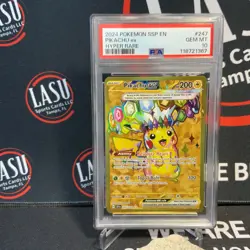 2024 Pokemon Ssp En Surging Sparks #247 Pikachu Ex Hyper Rare PSA 10 GEM MINT - Image 1