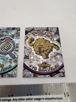 (2) Pokemon TV Animation Cards - #60 Poliwag, #75 Graveler - Black Logo - READ! - Image 3