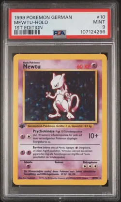 Pokemon Mewtu Holo 10/102 1st Edition Base Set PSA 9 Deutsch Mewtwo German Foil - Image 1