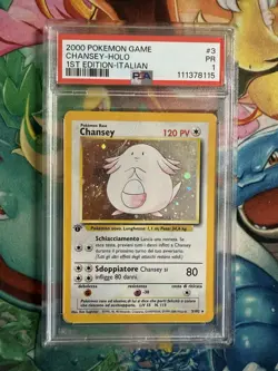 Pokemon 2000 Chansey PSA 1 Prima Edizione SWIRL Set Base 3/102 POP 1 Italiano - Image 1