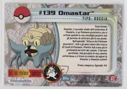 Omastar Italian Topps Pokemon TV Animation Edition Series 3 #139 2000 04qn - Image 2