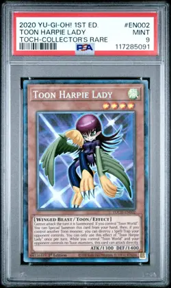 Yugioh - Toon Harpie Lady TOCH-EN002 1st Collector's Rare PSA 9 MINT - Image 1