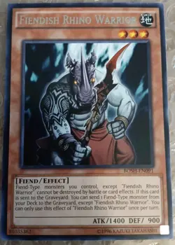 Fiendish Rhino Warrior - BOSH-EN091 - Rare - Unlimited Edition LP YuGiOh! Break - Image 1