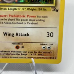 Pokemon Card Aerodactyl 1/62 Fossil Holo Rare 1st Edition Prerelease Pre - Image 4