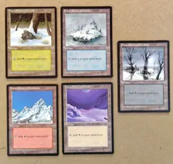 Magic The Gathering. Ice Age. Lot of 5 Snow Covered Lands! 1 Each. NM-VG. MTG - Image 1