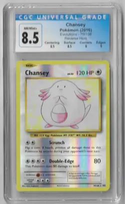 Pokemon Chansey 70/108 Reverse Holo Evolutions CGC NM Mint 8.5 Graded Subgrades - Image 1
