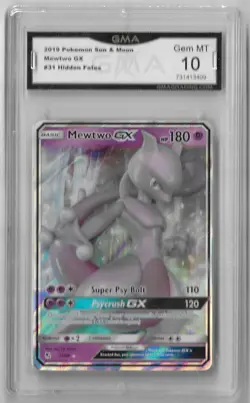 2019 Pokemon MEWTWO GX 31/68 Hidden Fates Ultra Rare Holo | English GMA 10 - Image 1