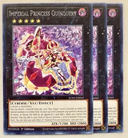 Yugioh! 3x Imperial Princess Quinquery JUSH-EN045 Rare 1st Ed NM - Image 1