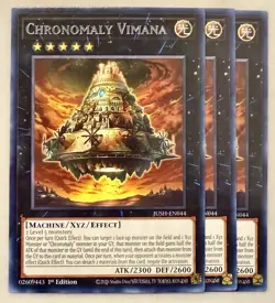 Yugioh! 3x Chronomaly Vimana JUSH-EN044 Rare 1st Ed NM - Image 1
