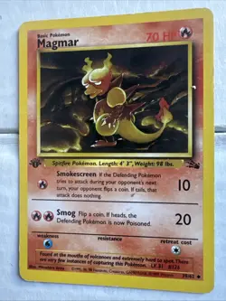 Magmar 39/62 - 1ST EDITION - Fossil - VINTAGE WOTC Pokemon Card - MP - Image 1