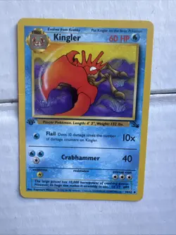 Pokemon TCG Kingler Fossil, 1st Edition Uncommon Card 38/62 - Image 1