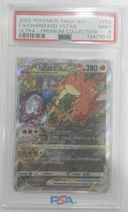 POKEMON CARD CHARIZARD VSTAR 262 BLACK STAR PROMO #262 UPC GRADED PSA 9 MINT - Image 1