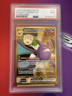 2025 POKEMON DRI EN-DESTINED RIVALS HYPER RARE TEAM ROCKET'S CROBAT EX PSA 9 - Image 1
