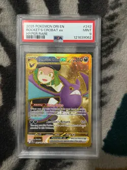 2025 POKEMON DRI EN-DESTINED RIVALS HYPER RARE TEAM ROCKET'S CROBAT EX PSA 9 - Image 1