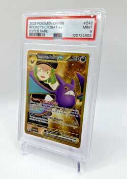 2025 POKEMON DRI EN-DESTINED RIVALS HYPER RARE TEAM ROCKET'S CROBAT EX PSA 9 - Image 1