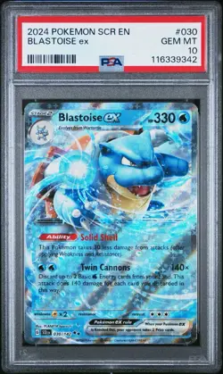 2024 Pokemon SCR-EN Stellar Crown Blastoise ex #030 PSA 10 - Image 1