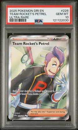 2025 POKEMON DRI EN-DESTINED RIVALS ULTRA RARE #226 TEAM ROCKET'S PETREL PSA 10 - Image 1
