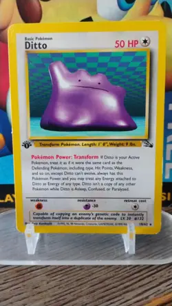 DITTO Fossil Series POKEMON 1st Edition Non-Holo 1999 Trading Card 18/62 - Image 1