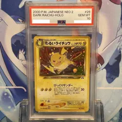 PSA 10 Dark Raichu Holo Rare Team Rocket Japanese Pokemon Card Gem Mint - Image 1