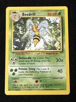 Pokemon - Beedrill - Base Set Original 17/102 - Rare - LP - Image 1