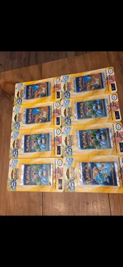 8 Foil Pokemon Base Set Unlim. Booster Packs - Charizard/Blastoise/Venusaur Art - Image 1