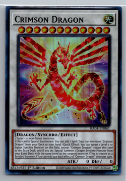 Yugioh Crimson Dragon RA04-EN061 Super Rare Foil - NM - Image 1