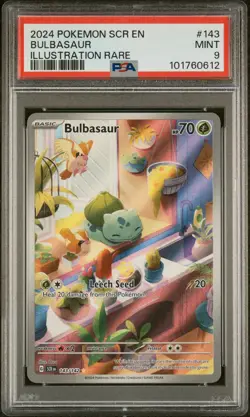 2024 POKEMON SCR EN-STELLAR CROWN ILLUSTRATION RARE #143 BULBASAUR PSA 9 - Image 1