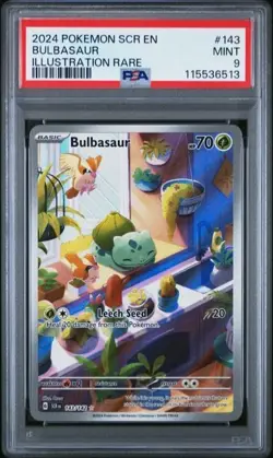 2024 POKEMON SCR EN-STELLAR CROWN ILLUSTRATION RARE #143 BULBASAUR PSA 9 - Image 1