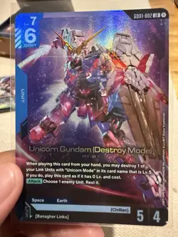 Unicorn Destroy Mode GD01-002 LR GUNDAM TCG CARD GAME ENGLISH NEWTYPE RISING - Image 1